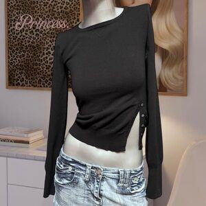 Dynamite Vintage Y2K Side-Button Sweater